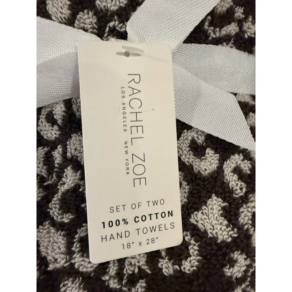 NWT Rachel Zoe Chocolate Brown/Cream Leopard Print 8-Piece Towel Set 100% Cotton